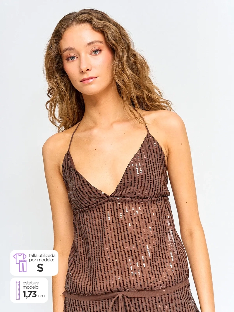 BLUSA MUJER INDEX SIN MANGAS BRILLOS - 1