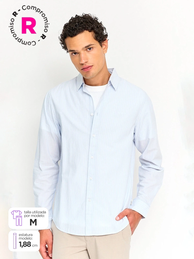 CAMISA HOMBRE PEPE JEANS ALGODÓN MANGA LARGA LÍNEAS - 1