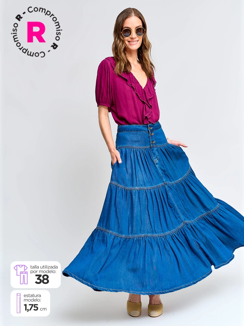 FALDA MUJER TATIENNE LARGA DENIM - 1