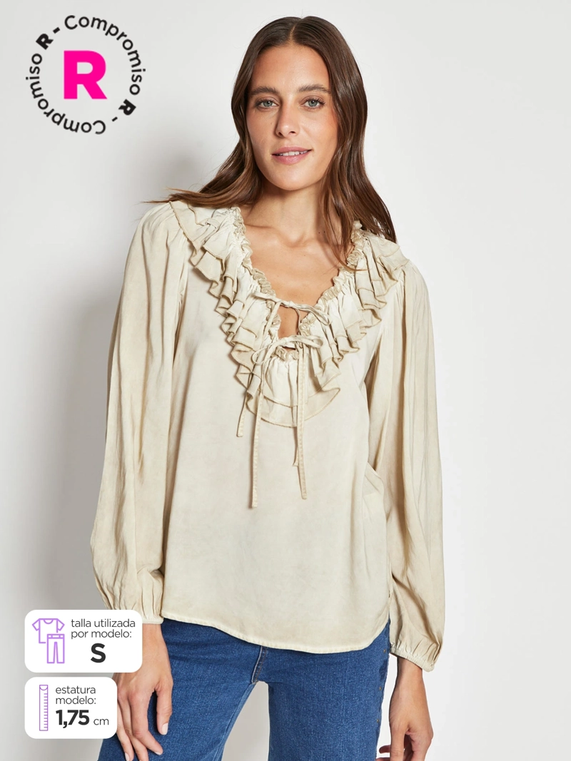 BLUSA MUJER TATIENNE MANGA LARGA VUELOS - 1