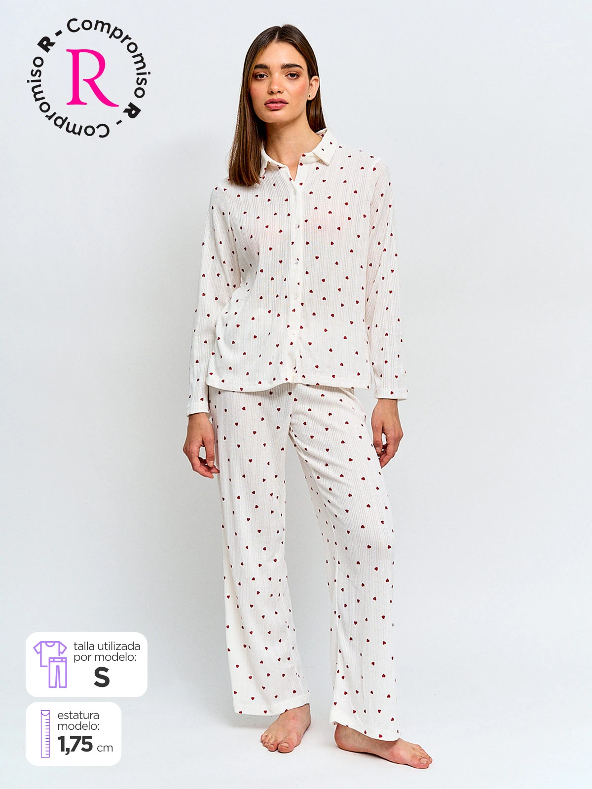 PIJAMA CAMISERO MUJER INDEX MANGA LARGA - 1