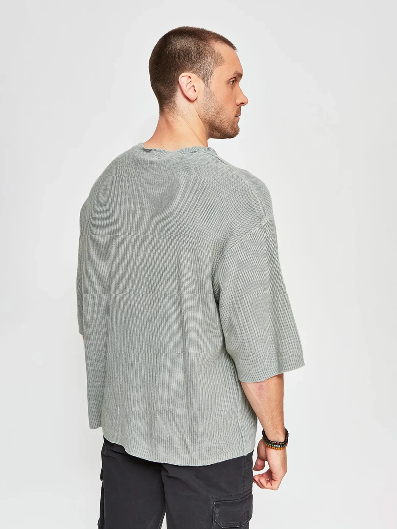 POLERA HOMBRE INDEX ALGODÓN MANGA CORTA TEJIDA LAVADA - 2