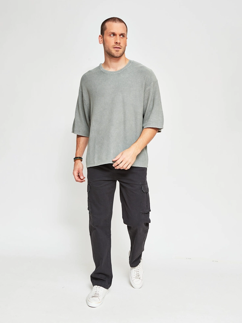 POLERA HOMBRE INDEX ALGODÓN MANGA CORTA TEJIDA LAVADA - 4