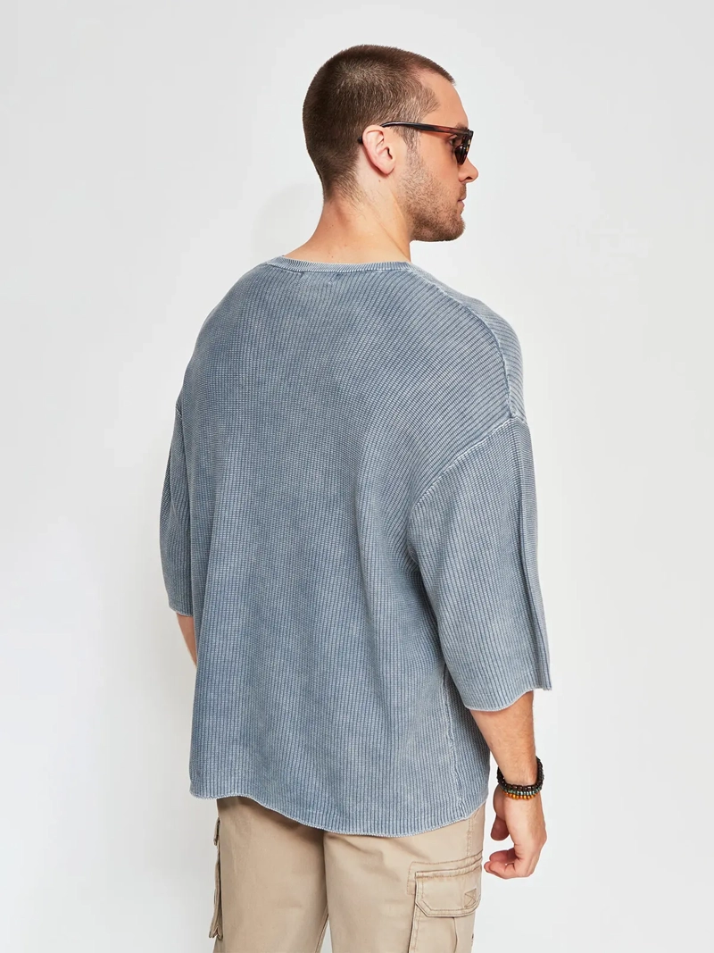 POLERA HOMBRE INDEX ALGODÓN MANGA CORTA TEJIDA LAVADA - 2