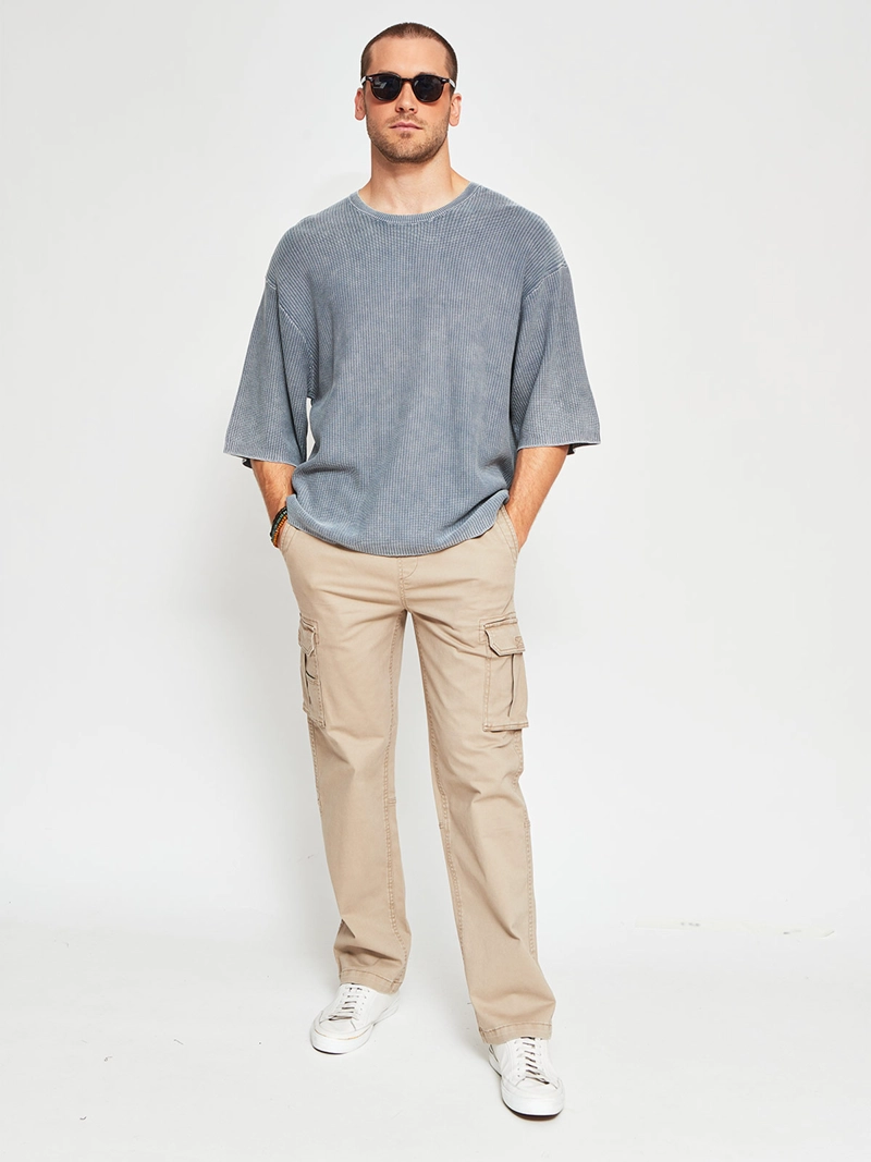 POLERA HOMBRE INDEX ALGODÓN MANGA CORTA TEJIDA LAVADA - 4