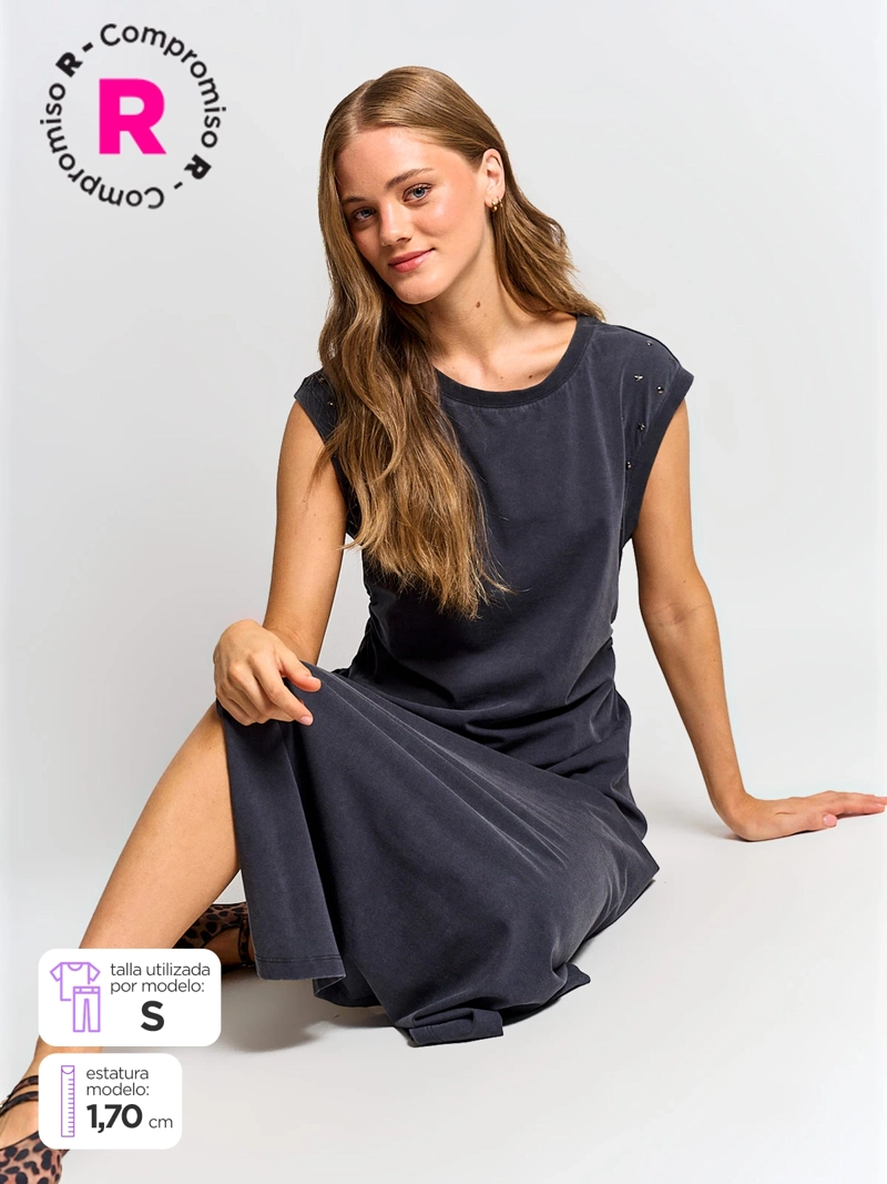 VESTIDO MUJER BARBADOS ALGODÓN TACHAS - 1