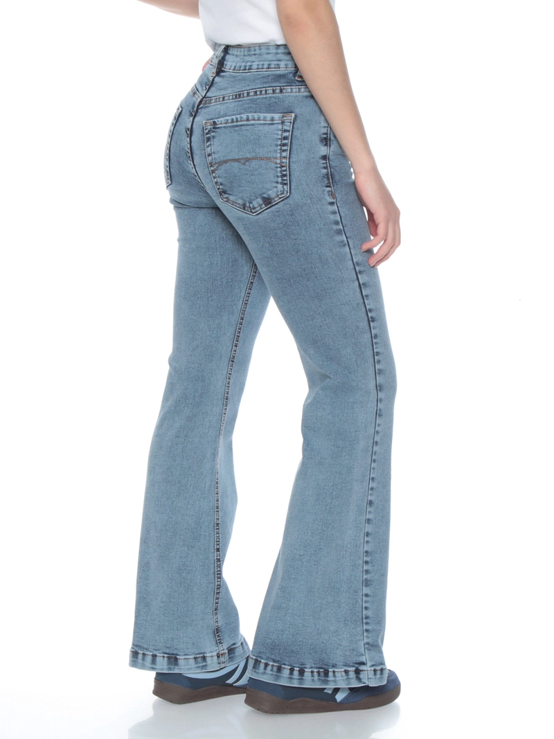 JEANS MUJER WADOS FLARE ALGODÓN TIRO ALTO PUSH UP - 4