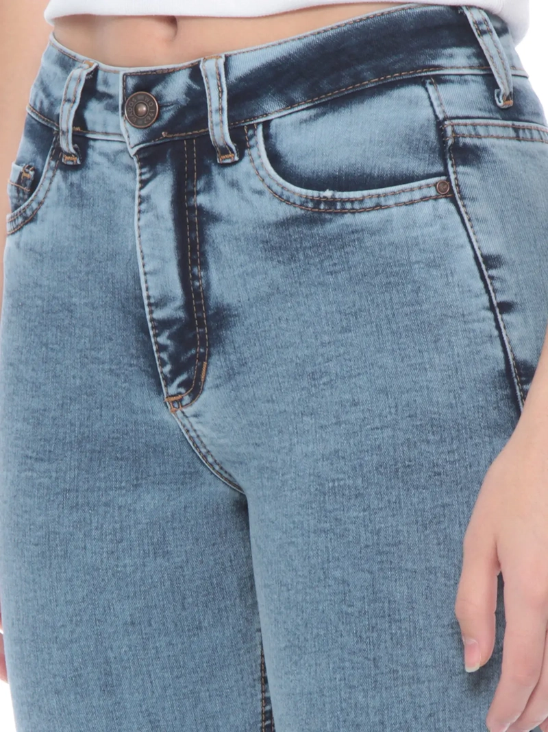 JEANS MUJER WADOS FLARE ALGODÓN TIRO ALTO PUSH UP - 5