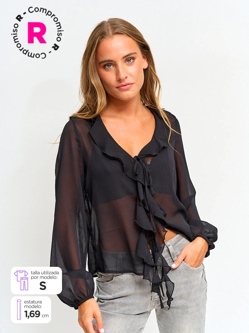 BLUSA MUJER INDEX MANGA LARGA VUELOS - 1