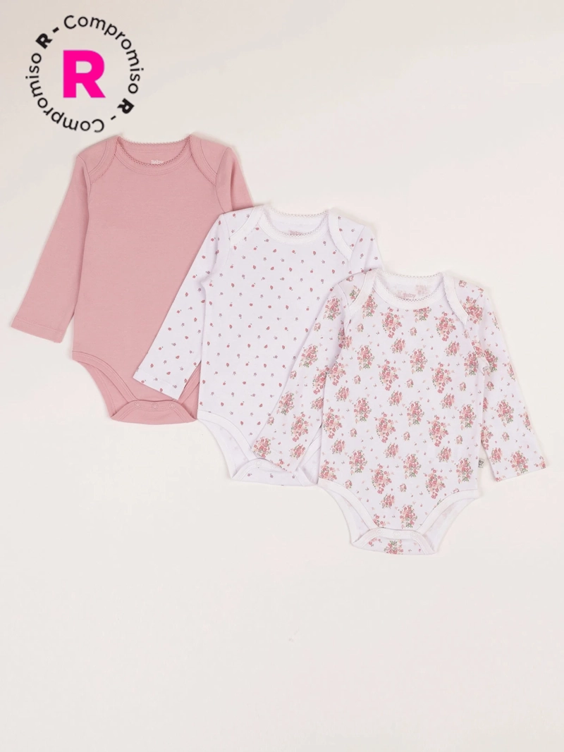 TRIPACK BODIES ALGODÓN NIÑA BABY HARVEST COLORES - 1