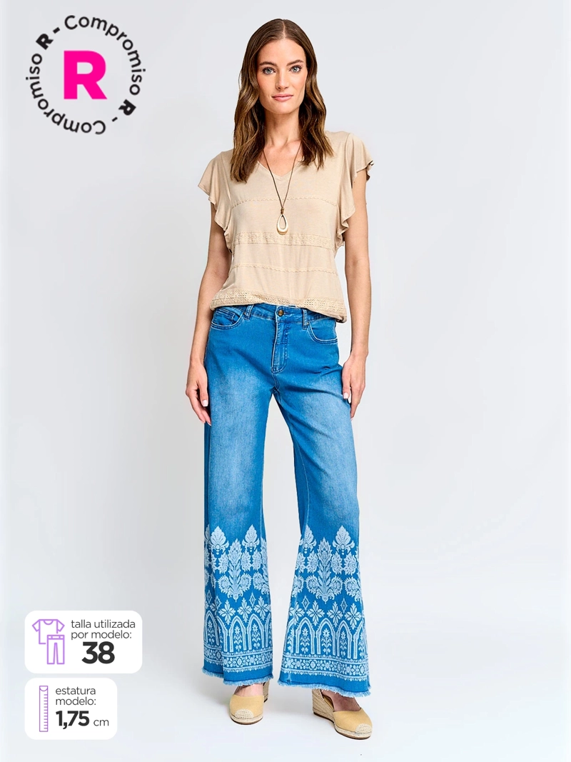 JEANS MUJER TATIENNE ALGODÓN WIDE LEG - 1