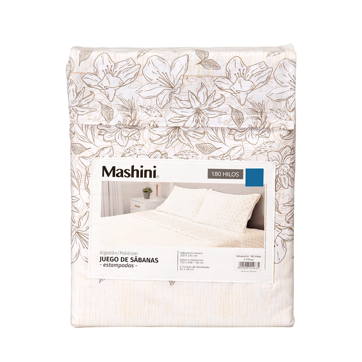 JUEGO DE SÁBANAS MASHINI 180 HILOS SÚPER KING FLORA - 5