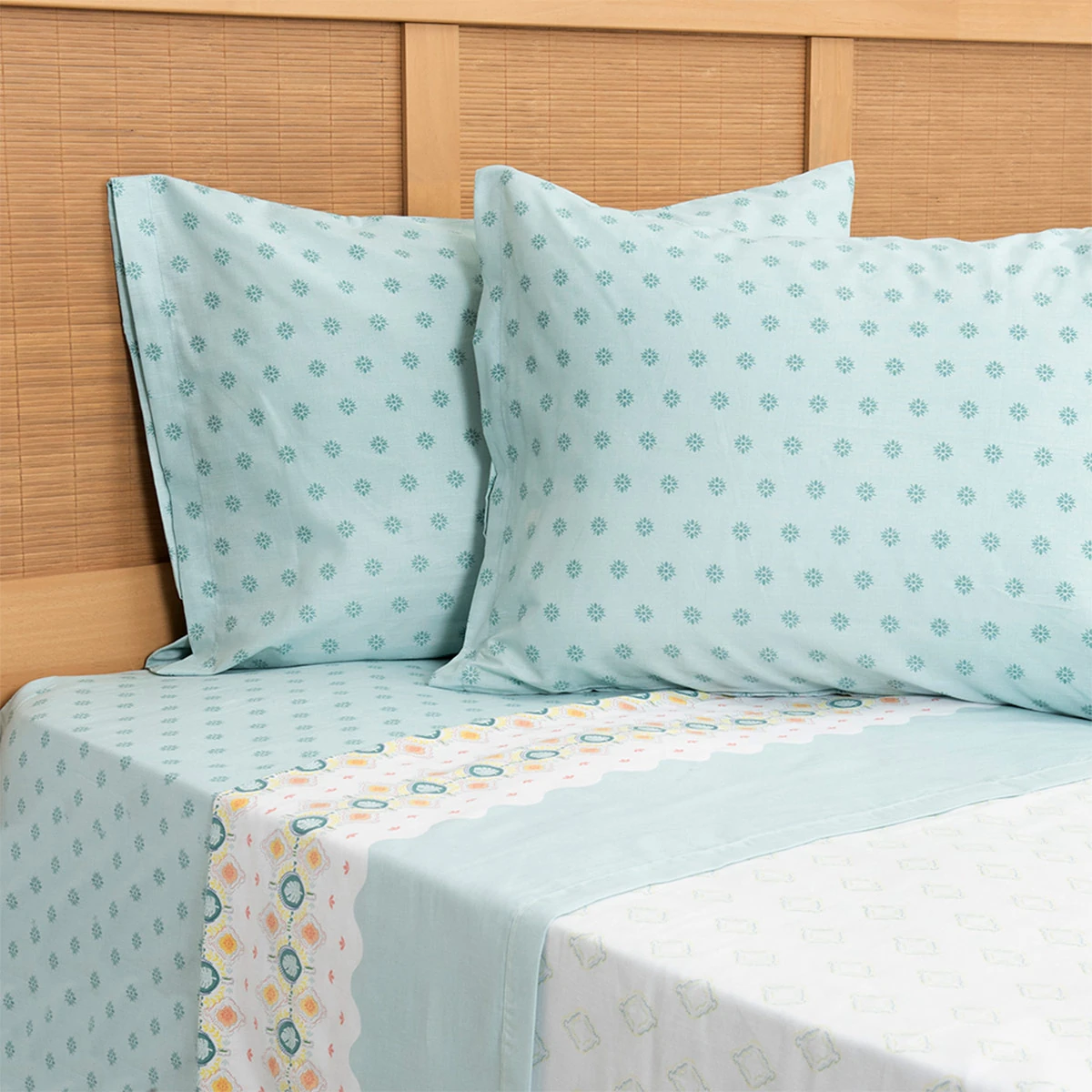 JUEGO DE SÁBANAS MASHINI ESTAMPADA 144 HILOS KING CISNE - 2