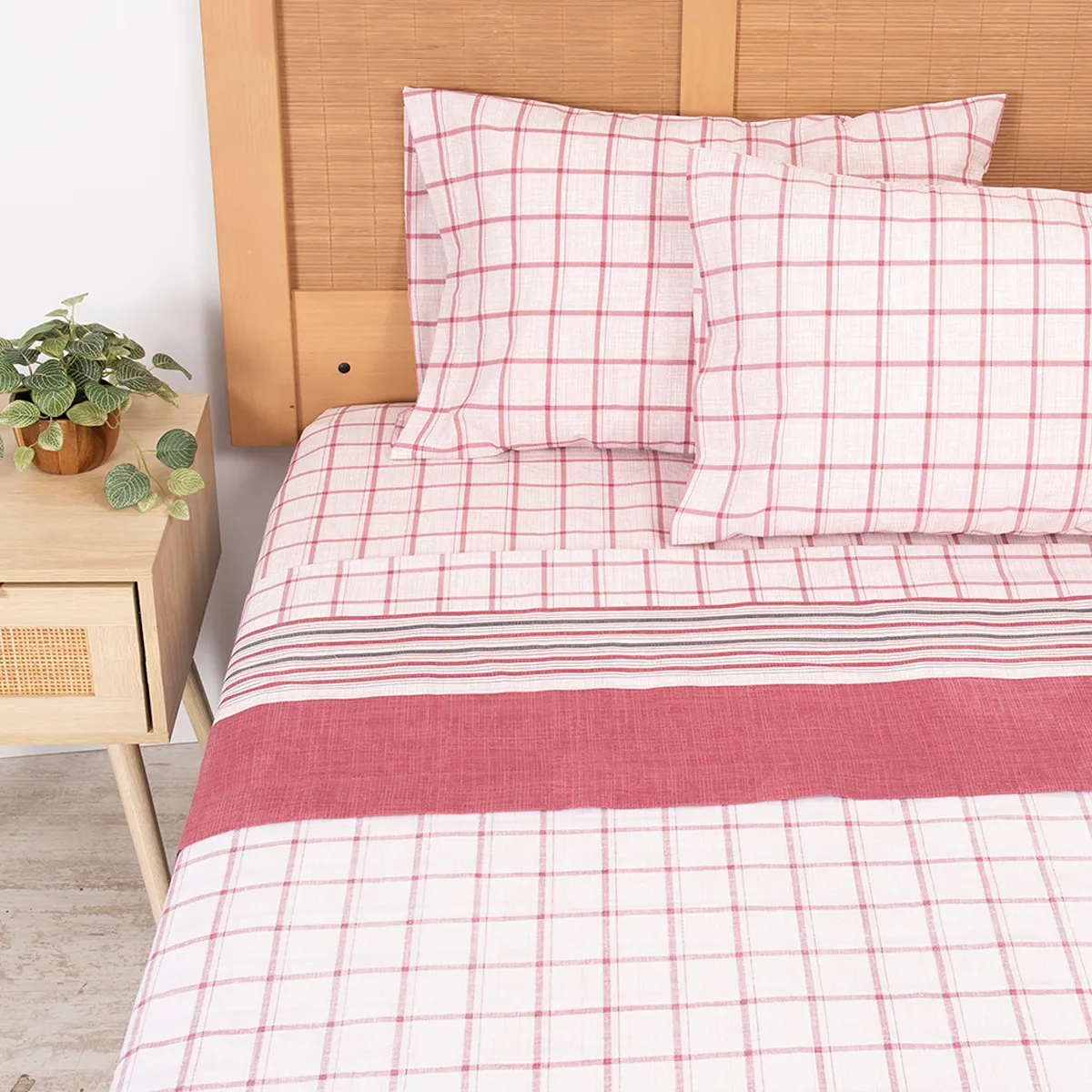 JUEGO DE SÁBANAS MASHINI ESTAMPADA 144 HILOS KING TARTAN - 1