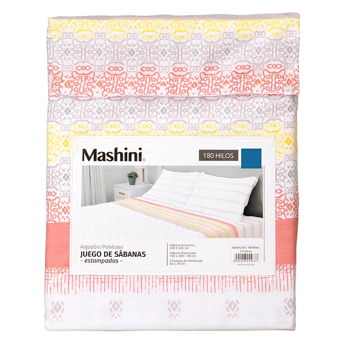 JUEGO DE SÁBANAS MASHINI 180 HILOS 1.5 PLAZAS CITRUS - 5