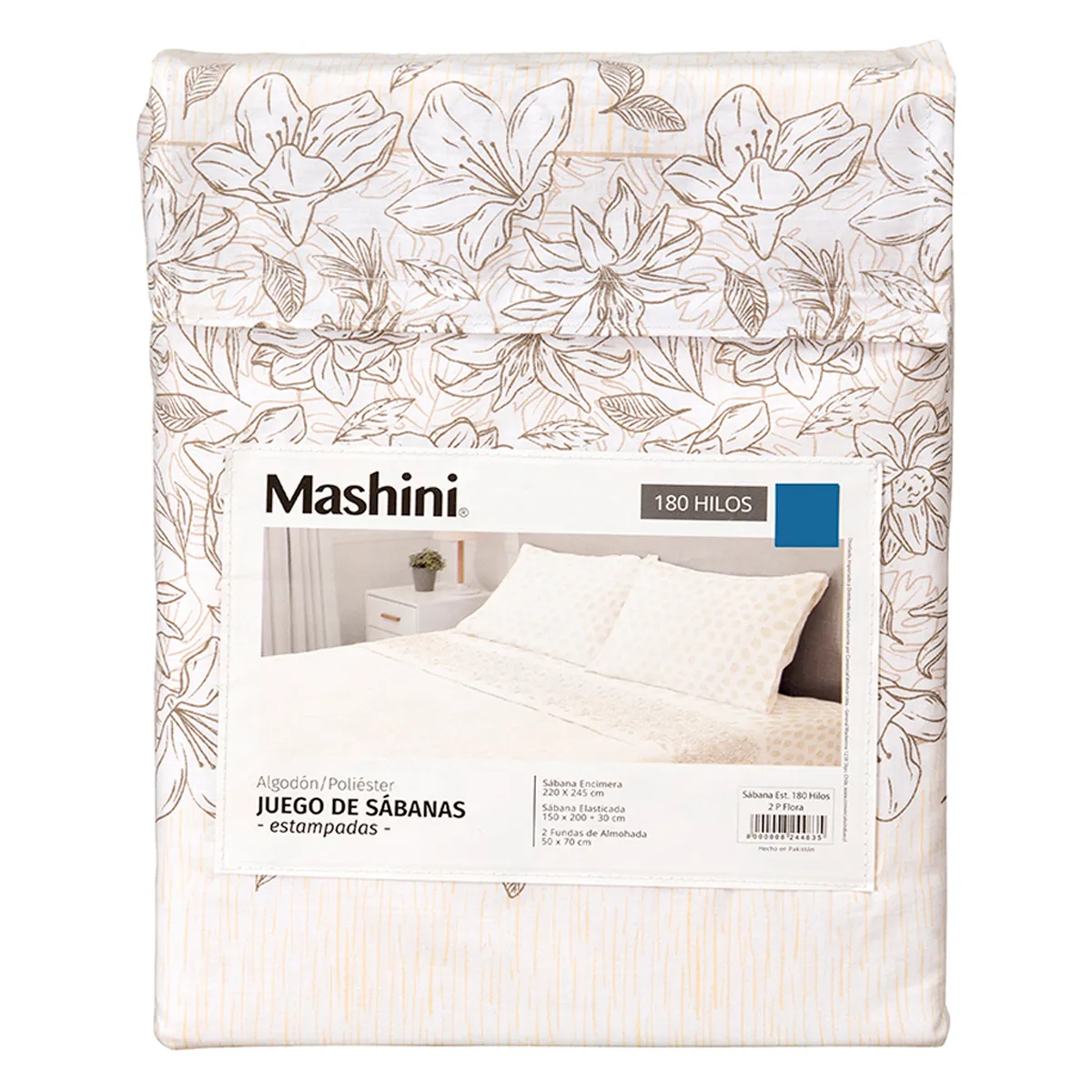 JUEGO DE SÁBANAS MASHINI 180 HILOS 1.5 PLAZAS FLORA - 5