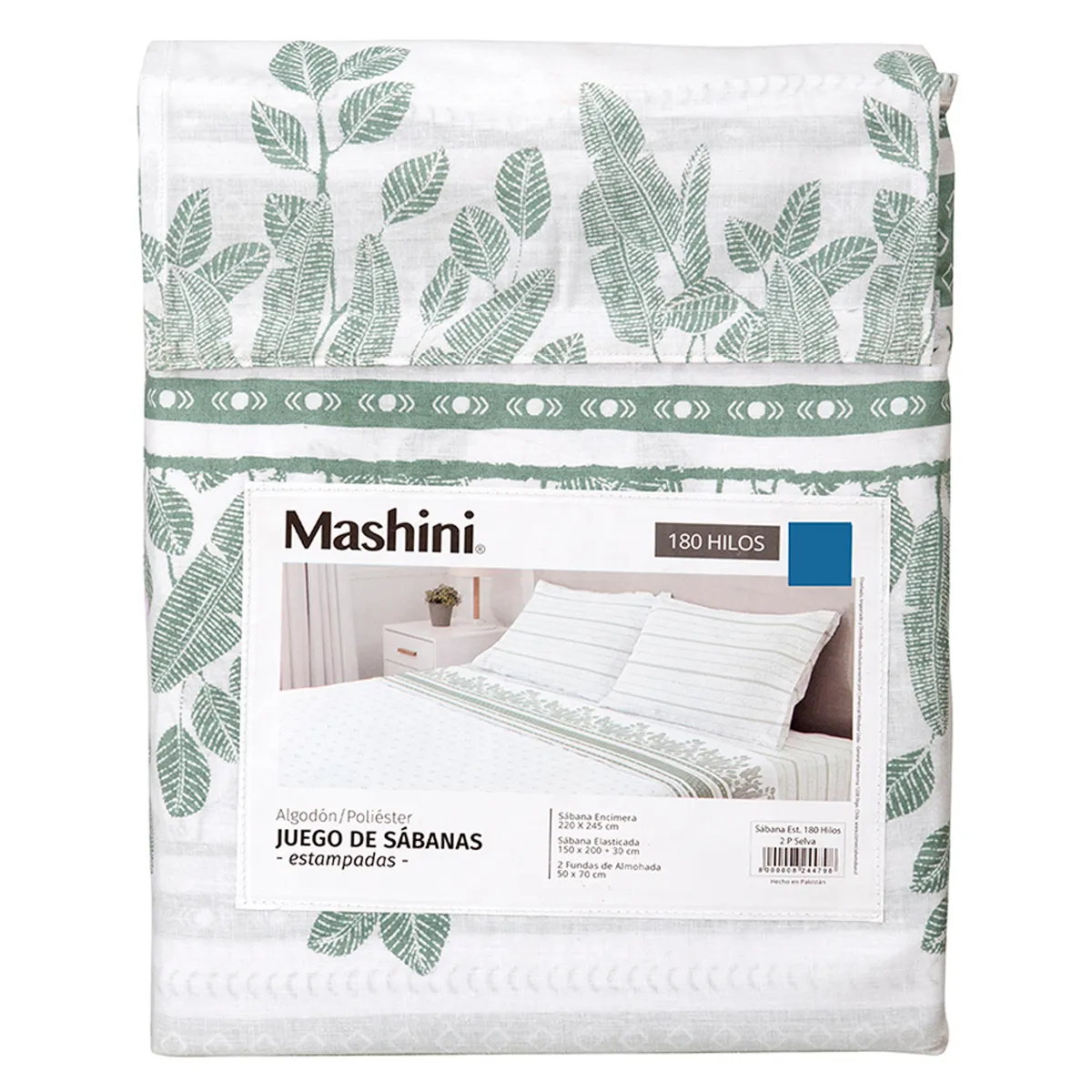 JUEGO DE SÁBANAS MASHINI 180 HILOS 1.5 PLAZAS SELVA - 5