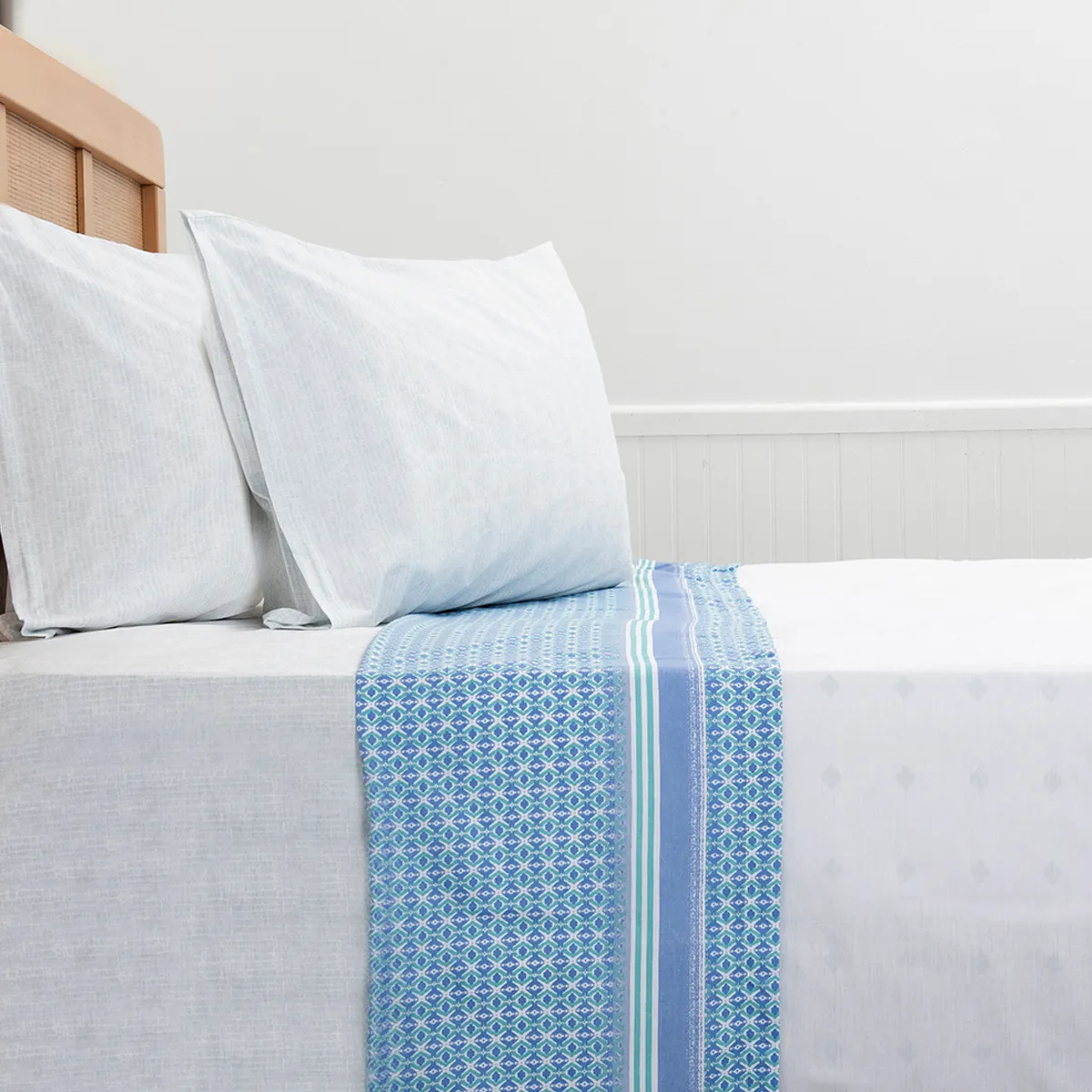 JUEGO DE SÁBANAS MASHINI 180 HILOS 2 PLAZAS AGUA - 3