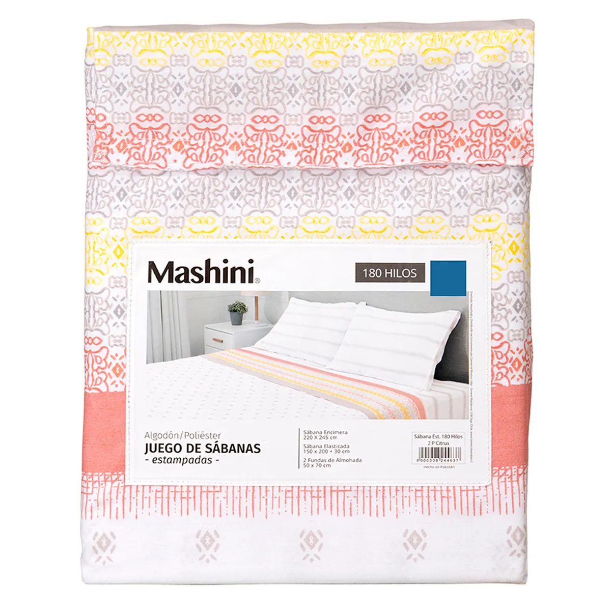 JUEGO DE SÁBANAS MASHINI 180 HILOS 2 PLAZAS CITRUS - 5