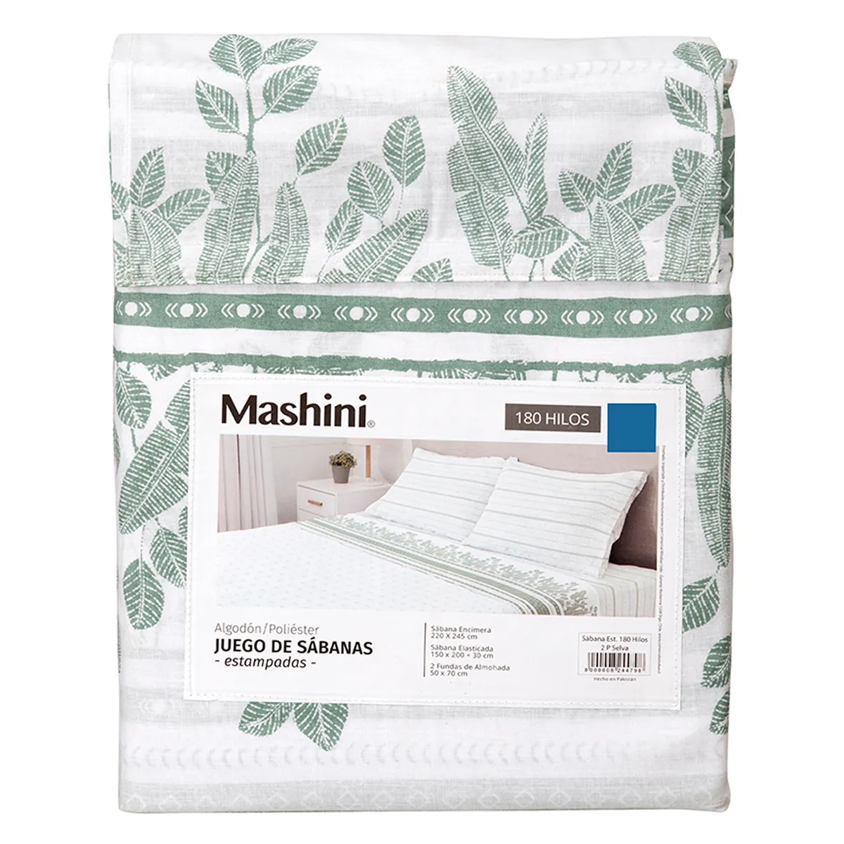 JUEGO DE SÁBANAS MASHINI 180 HILOS 2 PLAZAS SELVA - 5