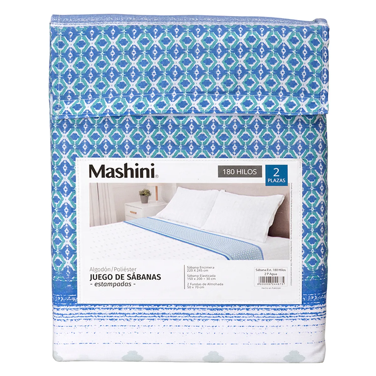 JUEGO DE SÁBANAS MASHINI 180 HILOS KING AGUA - 5