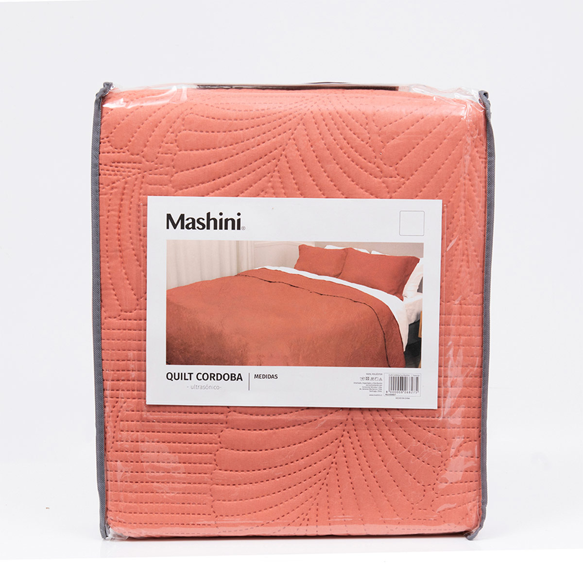 QUILT MASHINI CORDOBA LISO 1.5 PLAZAS NARANJO - 4