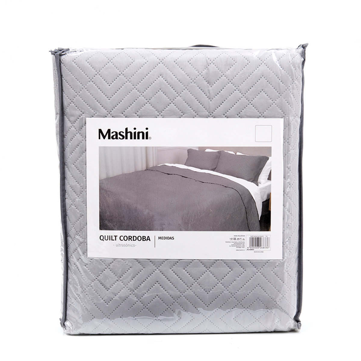 QUILT MASHINI CORDOBA LISO 1.5 PLAZAS GRIS - 5