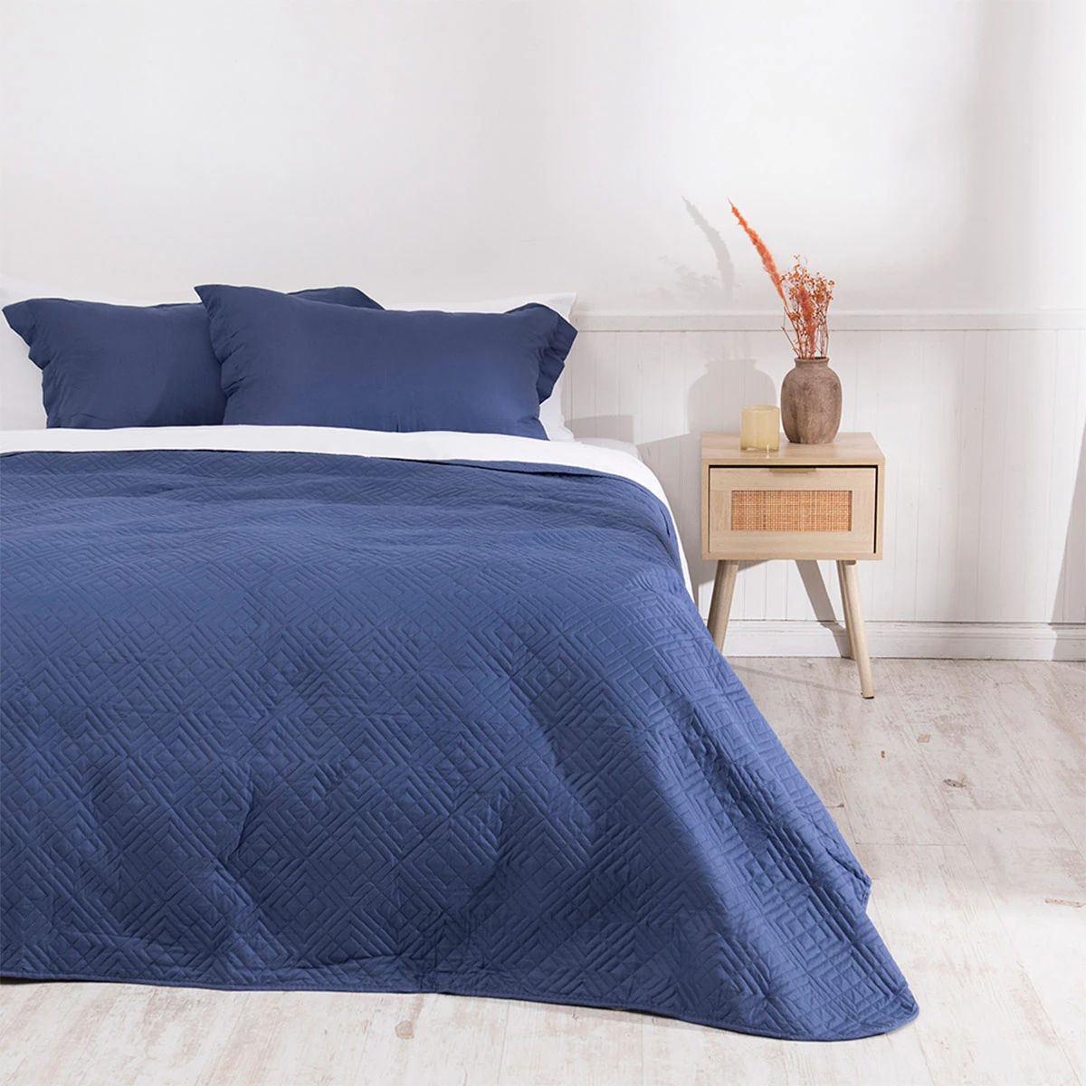 QUILT MASHINI CORDOBA LISO 2 PLAZAS AZUL - 1
