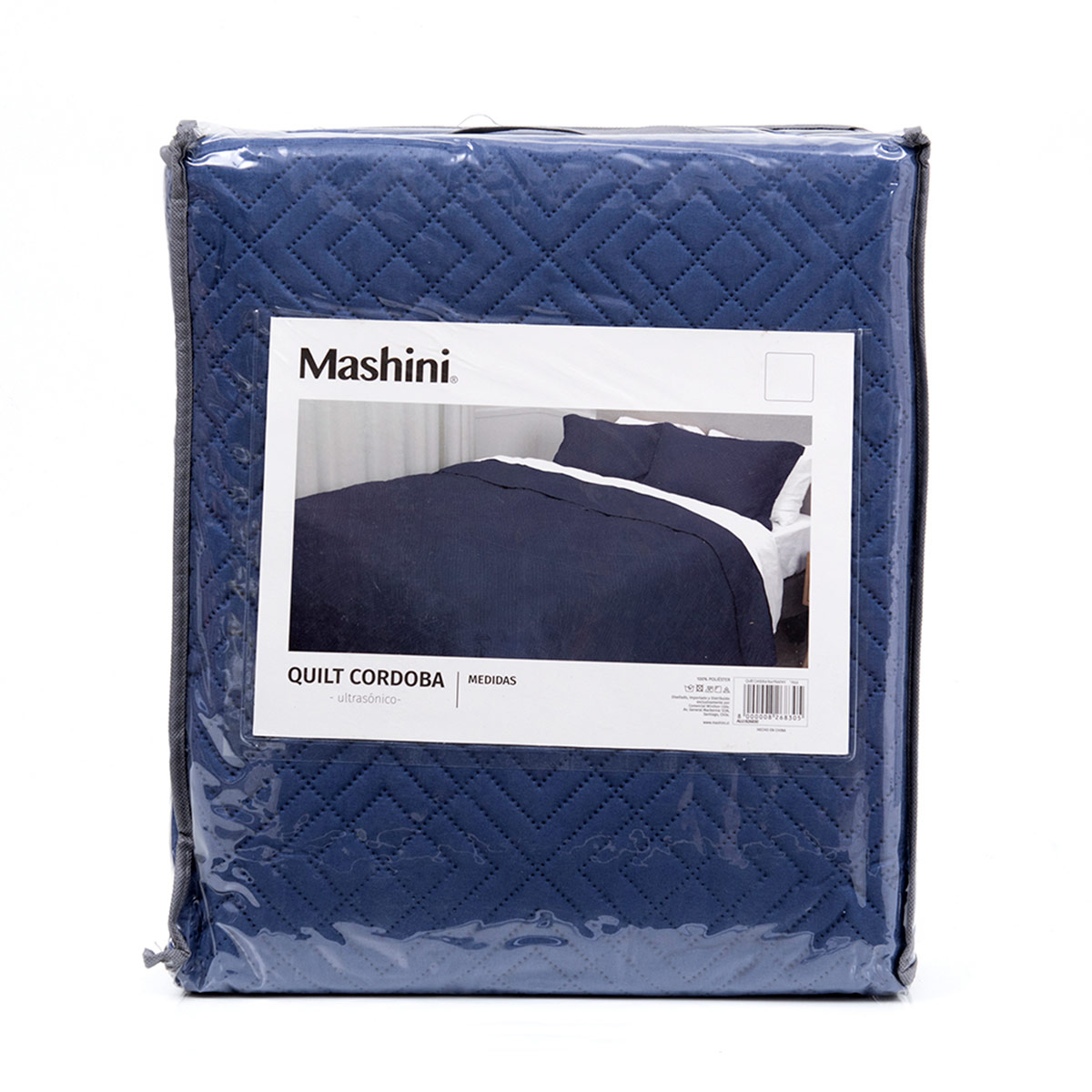 QUILT MASHINI CORDOBA LISO 2 PLAZAS AZUL - 5