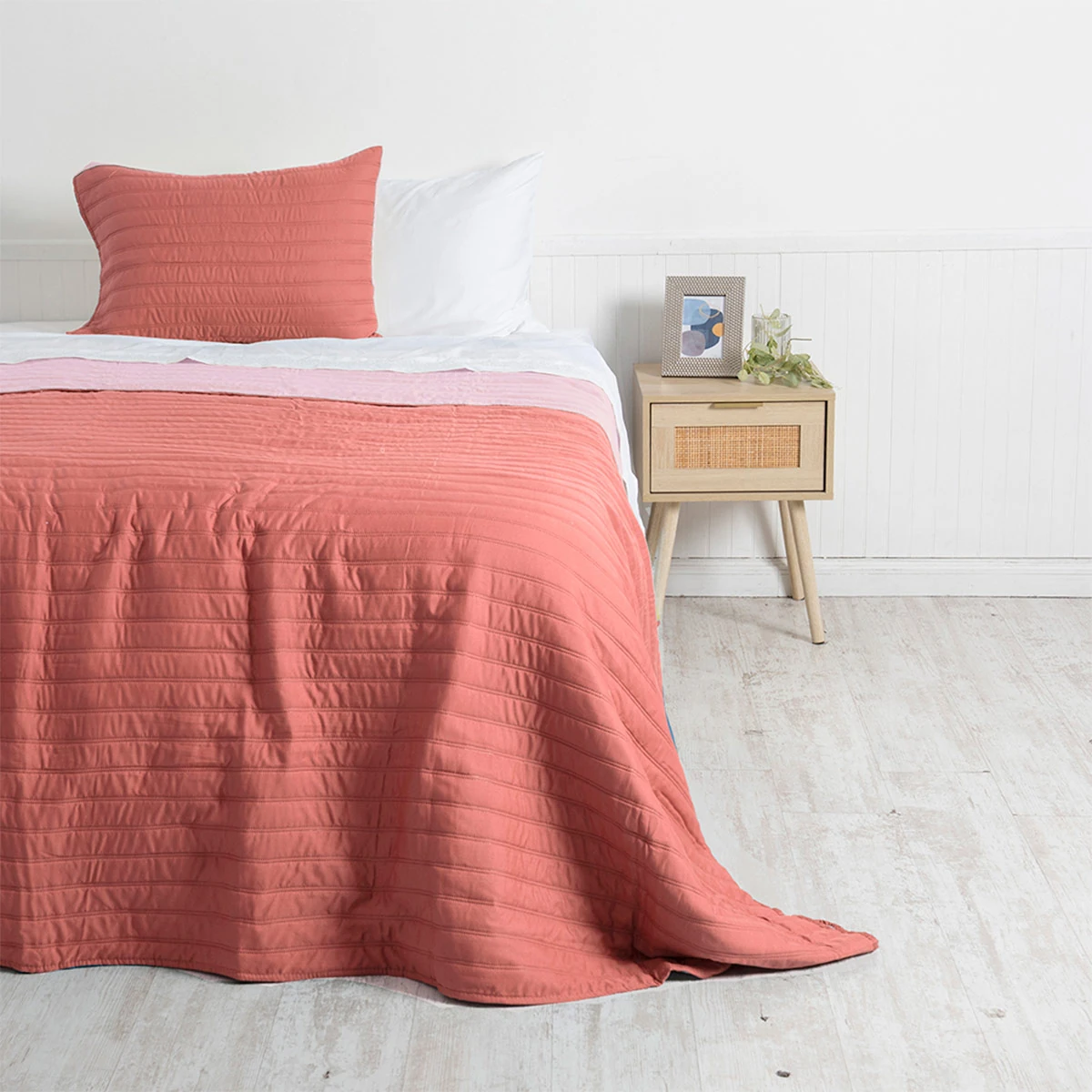 QUILT MASHINI TOLEDO MF 1.5 PLAZAS TERRACOTA/ROSADO - 1