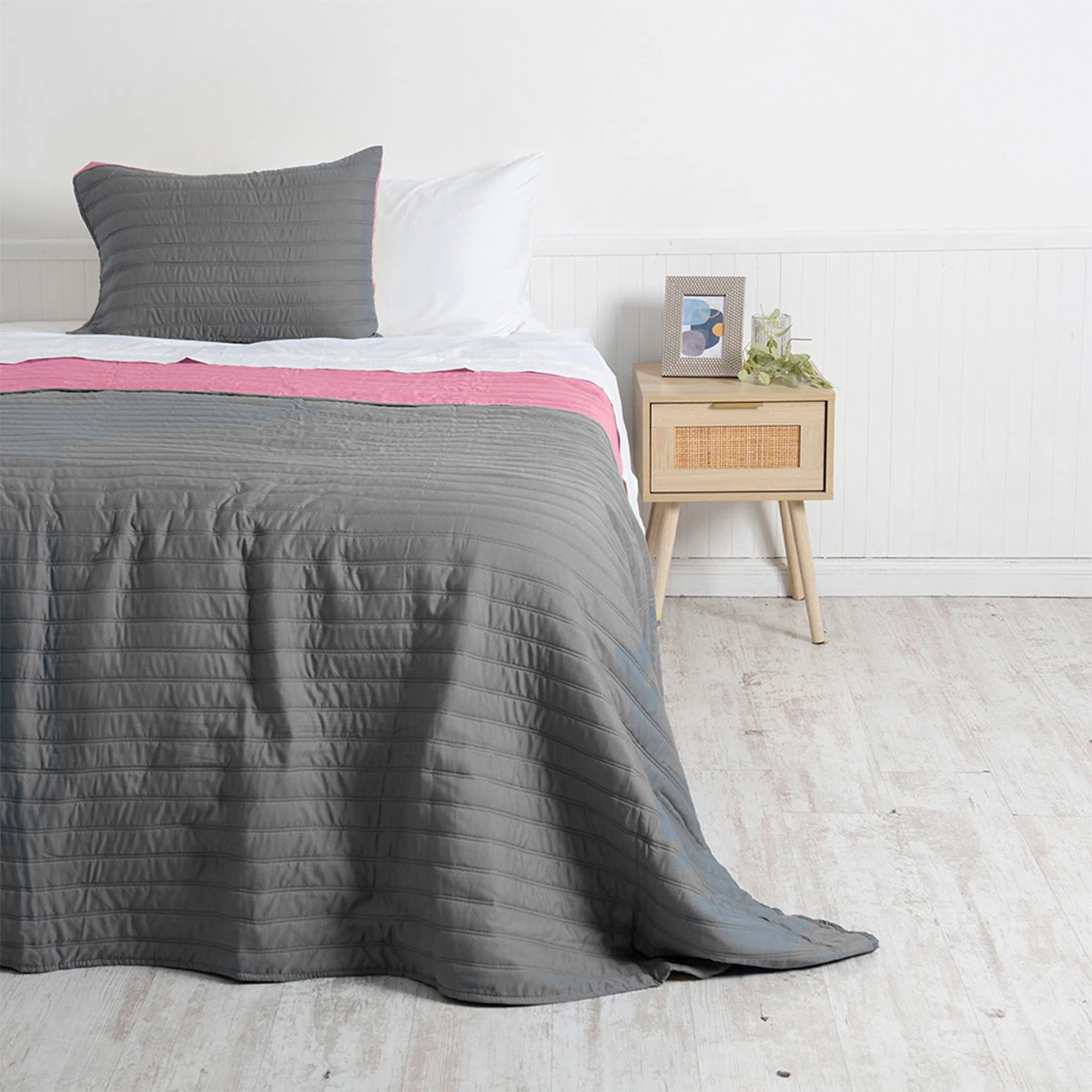 QUILT MASHINI TOLEDO MF 1.5 PLAZAS VERDE/ROSADO - 1