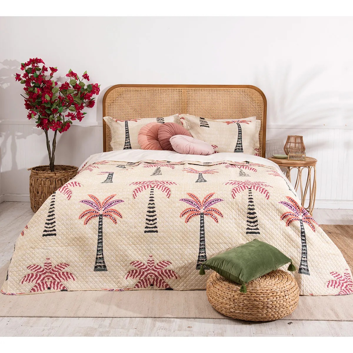 QUILT MASHINI CORDOBA ESTAMPADO 1.5 PLAZAS PALM - 1