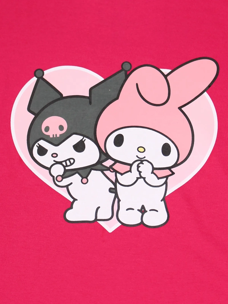 POLERA MANGA CORTA ALGODÓN NIÑA HELLO KITTY FUCSIA BASIC - 3