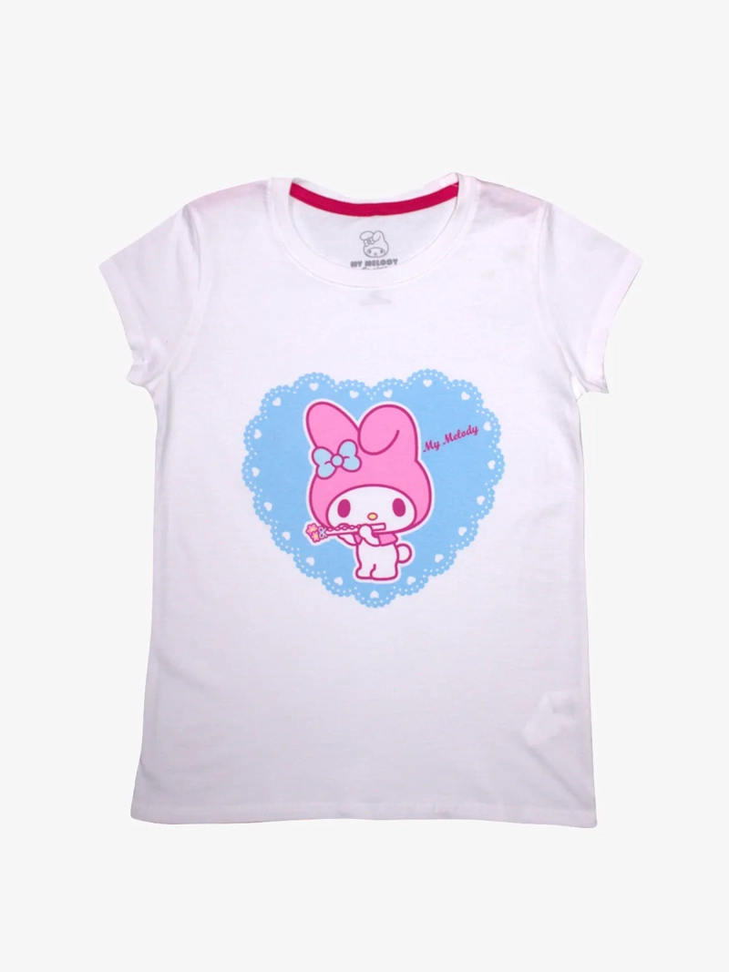 POLERA MANGA CORTA ALGODÓN NIÑA HELLO KITTY BLANCO BASIC - 1
