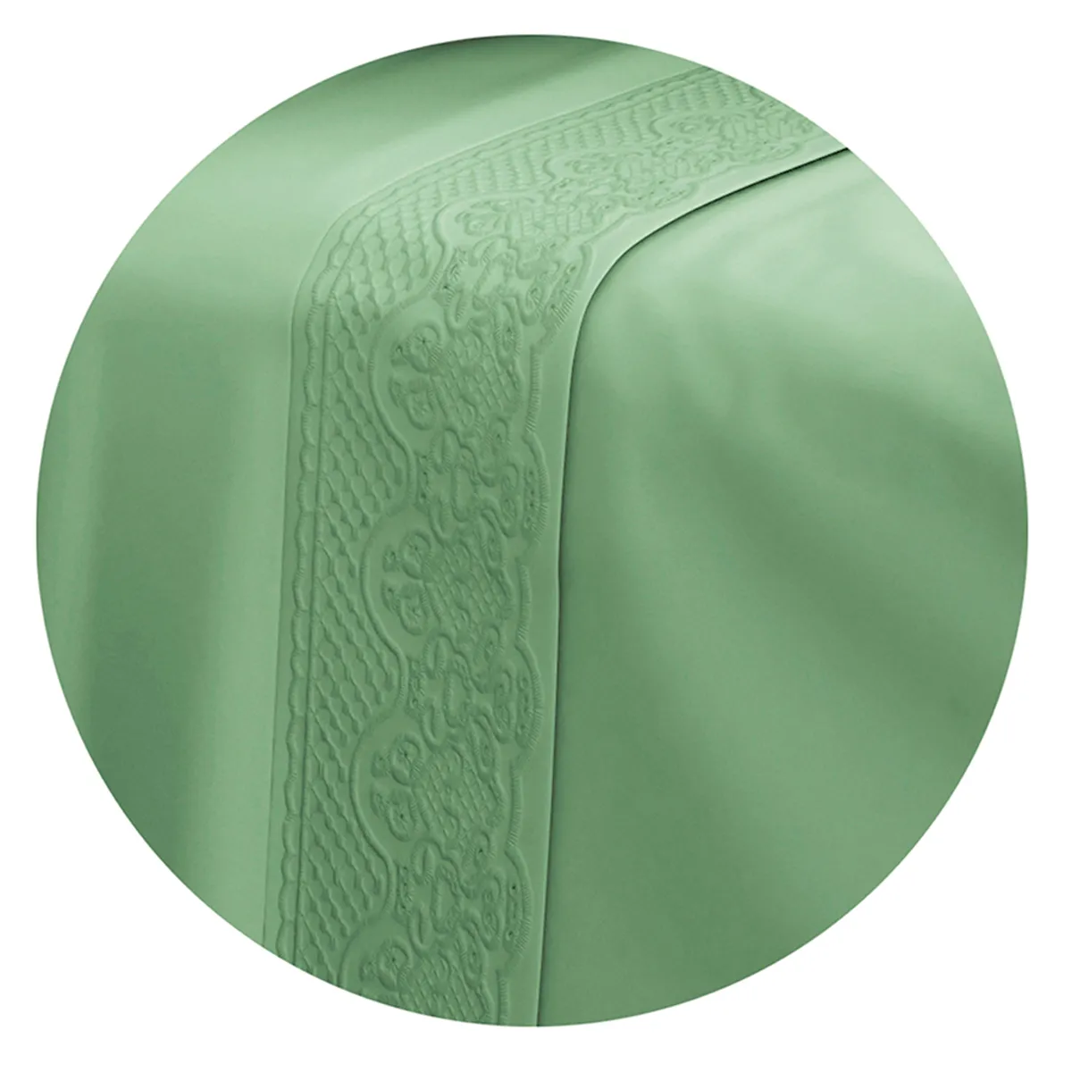 JUEGO DE SÁBANAS DORAL BRODERIE SANTORINI 2 PLAZAS VERDE AGUA - 3