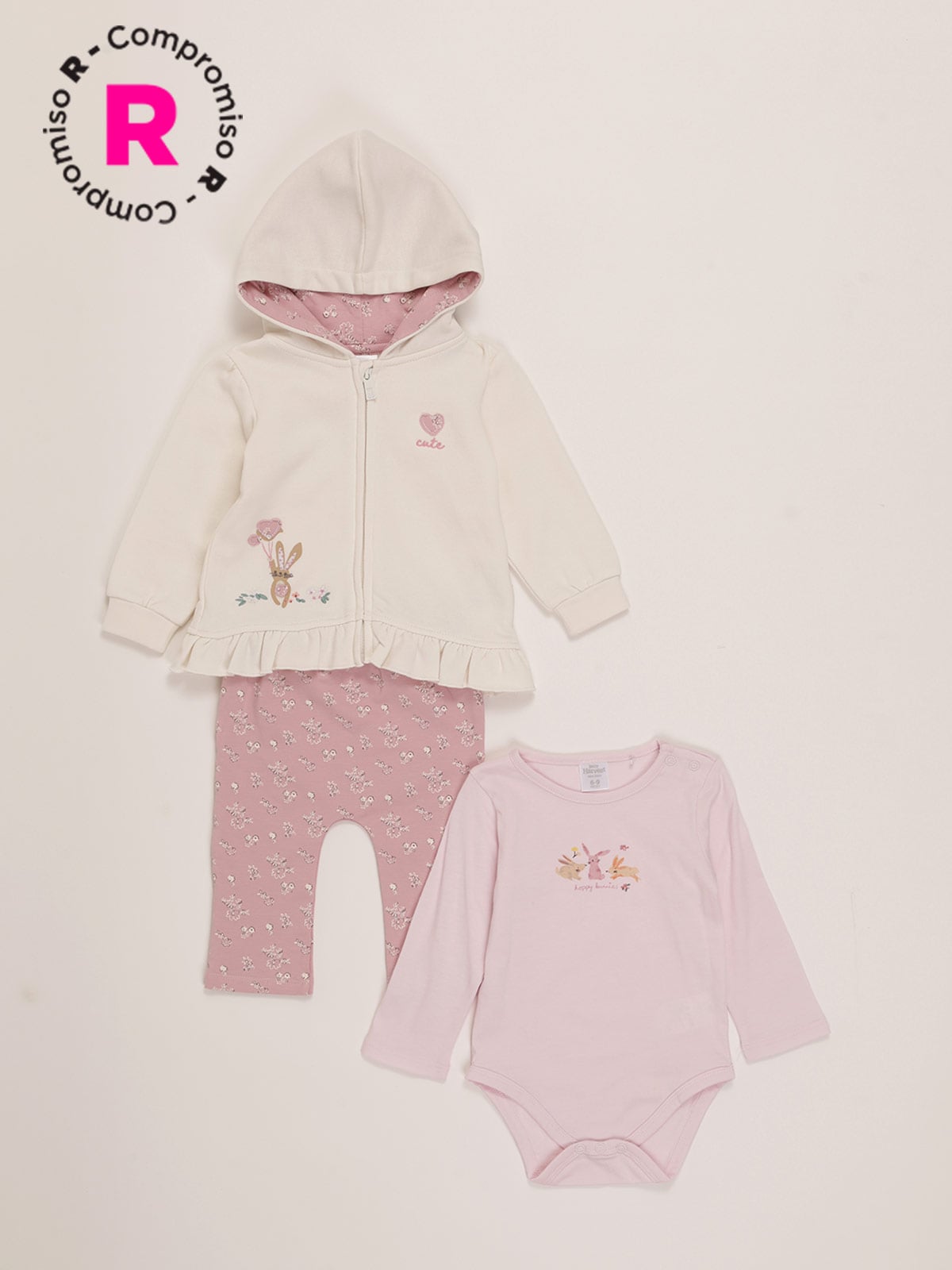 CONJUNTO NIÑA BABY HARVEST POLERÓN CAPUCHA BODY Y  BUZO - 1