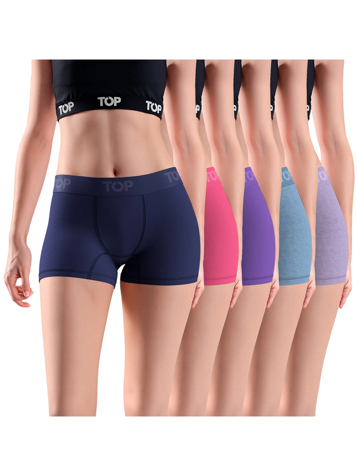 PACK 5 CALZONES MUJER TOP BOXER LISOS - 1