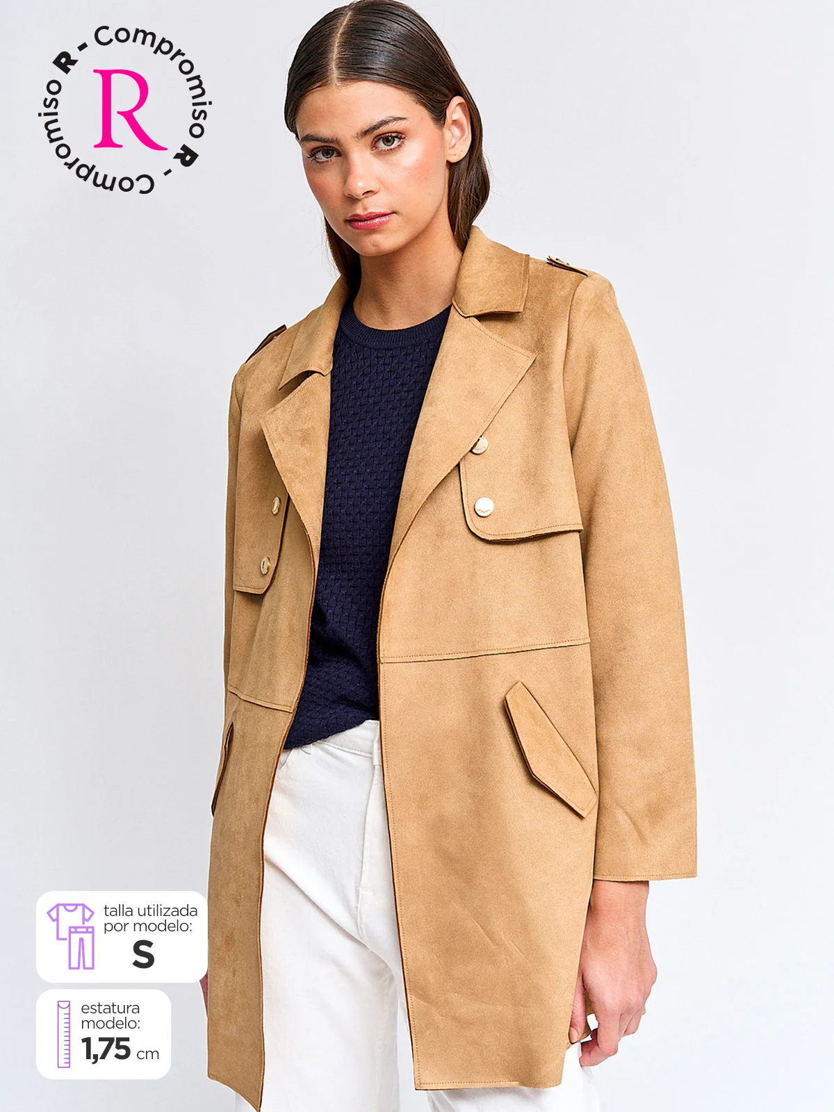 CHAQUETA MUJER CACHAREL TRENCH TIPO SUEDE - 1
