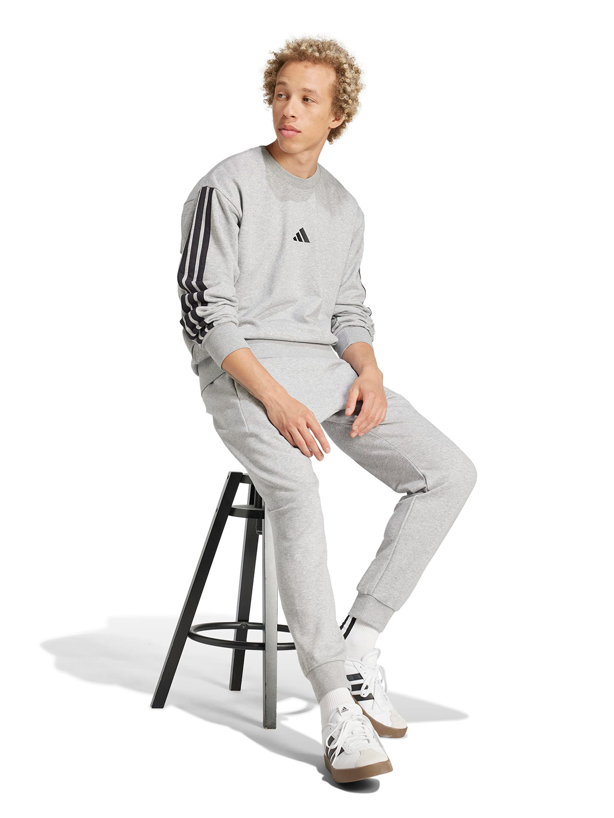 POLERÓN HOMBRE ADIDAS ESSENTIALS 3 TIRAS FELPA FRANCESA - 6