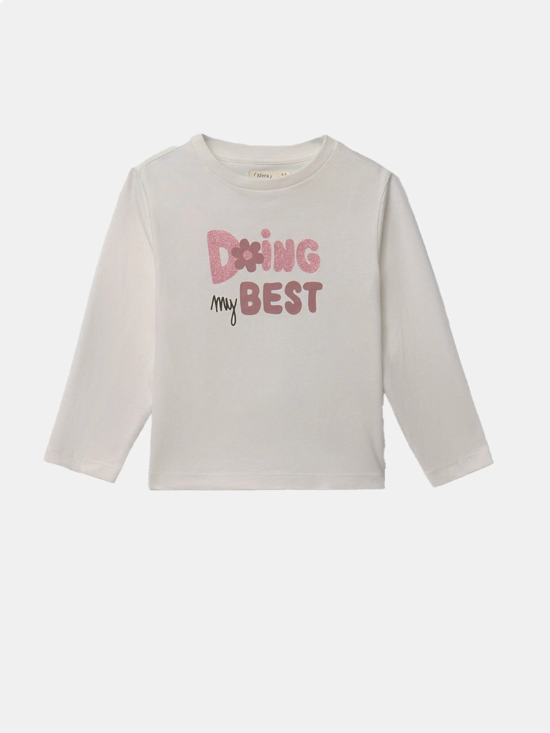 POLERA MANGA LARGA ALGODÓN NIÑA SFERA TEXTO - 1