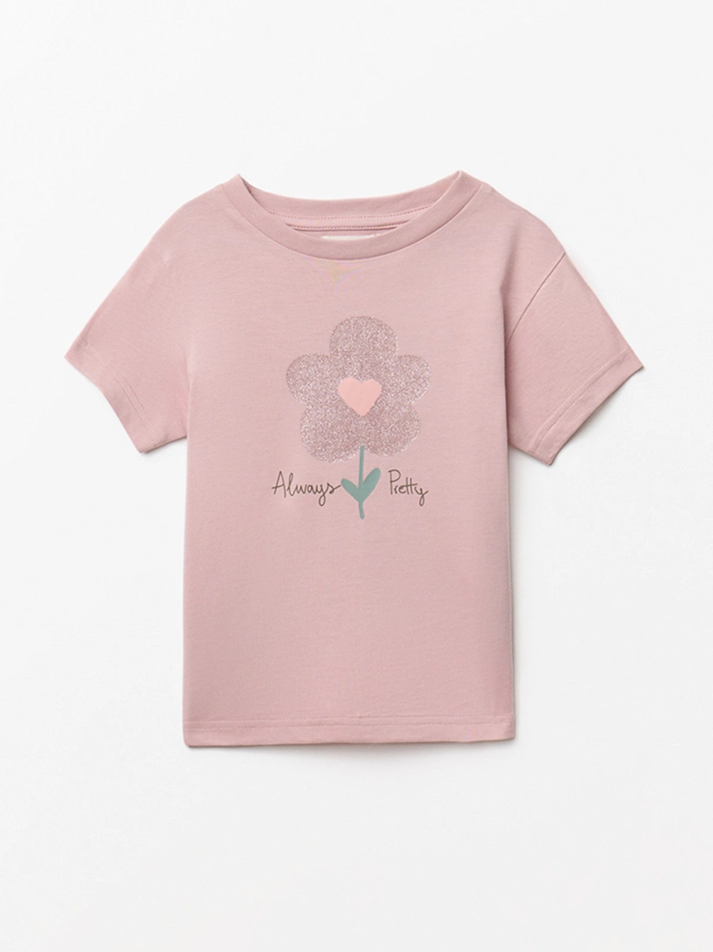 POLERA MANGA CORTA ALGODÓN NIÑA SFERA BÁSICA FLOR - 1
