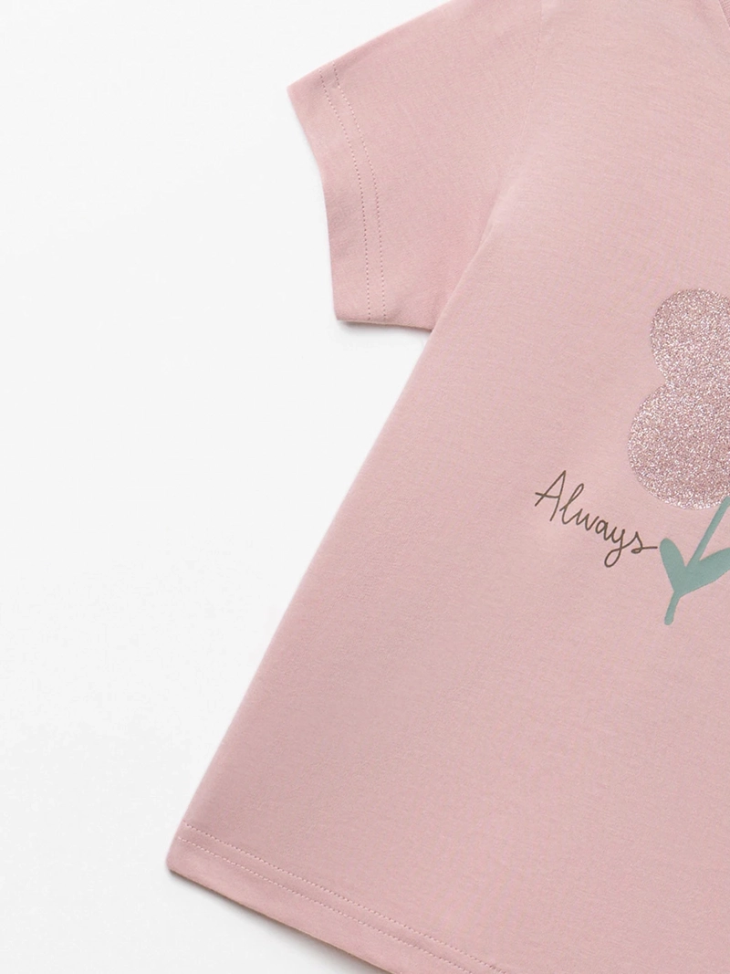 POLERA MANGA CORTA ALGODÓN NIÑA SFERA BÁSICA FLOR - 2