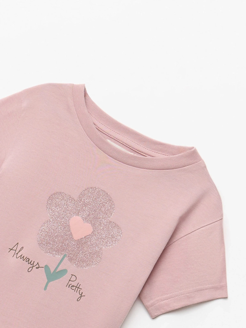 POLERA MANGA CORTA ALGODÓN NIÑA SFERA BÁSICA FLOR - 3