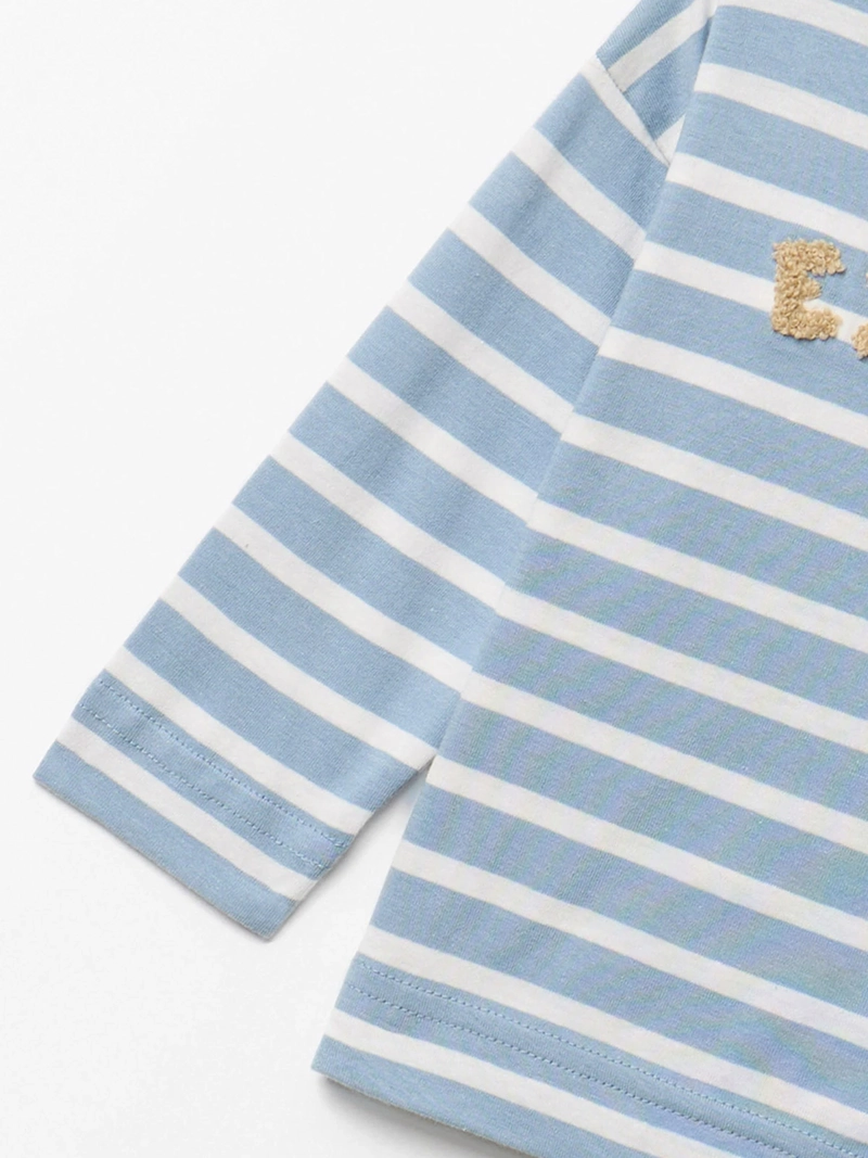 POLERA MANGA LARGA ALGODÓN NIÑO SFERA RAYAS PARCHE - 3