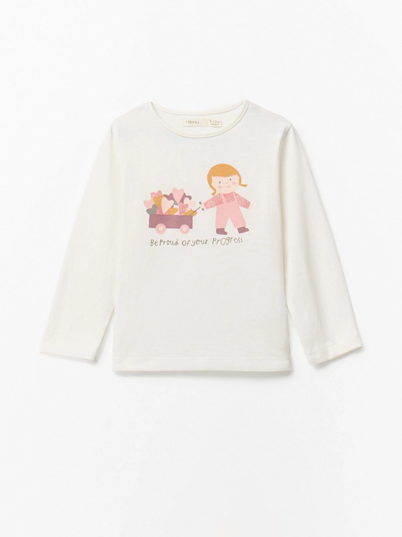 POLERA MANGA LARGA ALGODÓN NIÑA SFERA ESTAMPADA - 1