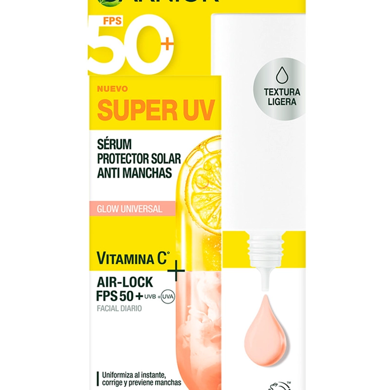  PROTECTOR SOLAR ANTI MANCHAS ANTIOLEOSIDAD GARNIER SUPER UV GLOW VIT C FPS50 40 ML - 4