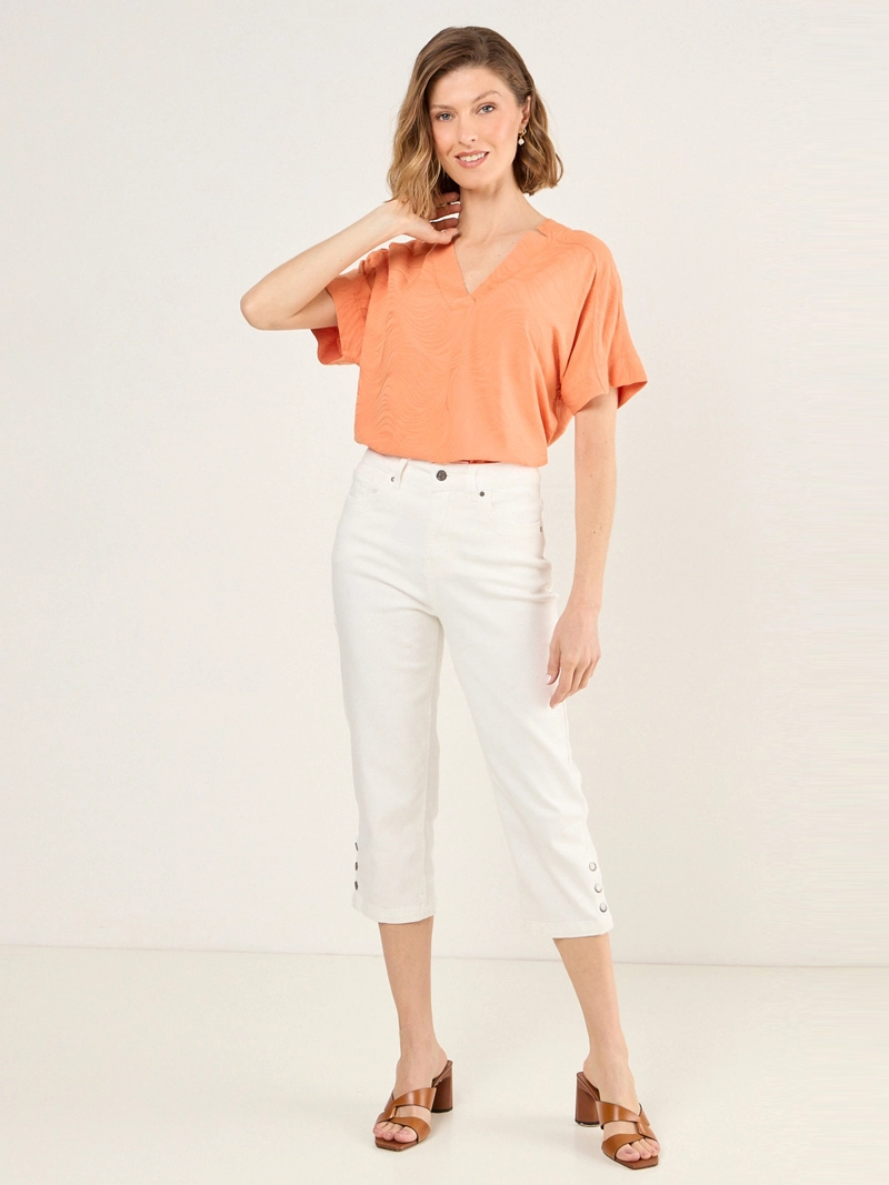 BLUSA MUJER MA GRIFFE CUELLO EN V MANGA CAÍDA TEXTURA - 1