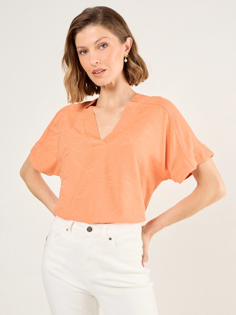 BLUSA MUJER MA GRIFFE CUELLO EN V MANGA CAÍDA TEXTURA - 3