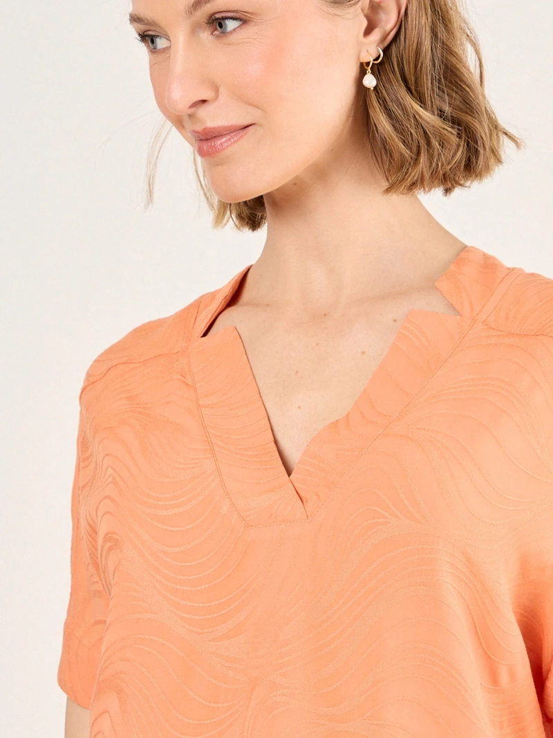 BLUSA MUJER MA GRIFFE CUELLO EN V MANGA CAÍDA TEXTURA - 5