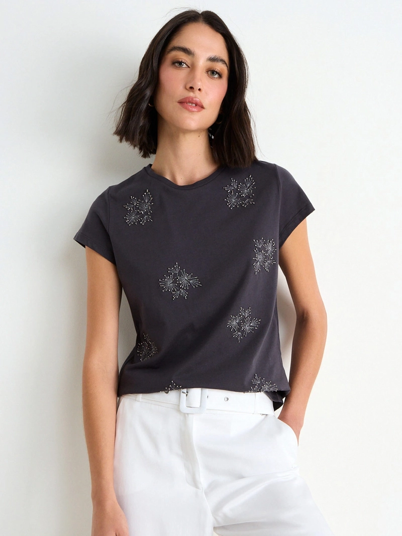 POLERA MUJER ASH ALGODÓN CUELLO REDONDO MANGA CORTA - 3
